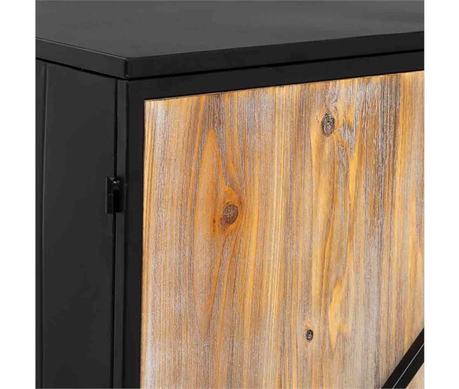 Aparador de metal y madera 2 puertas Negro