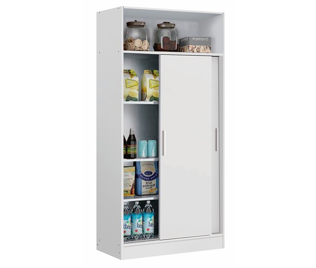 Armario hogar multiusos de gran capacidad con puertas correderas Blanco
