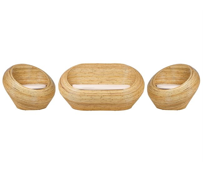 Beliani Conjunto de jardín Ratán MAIORI Natural