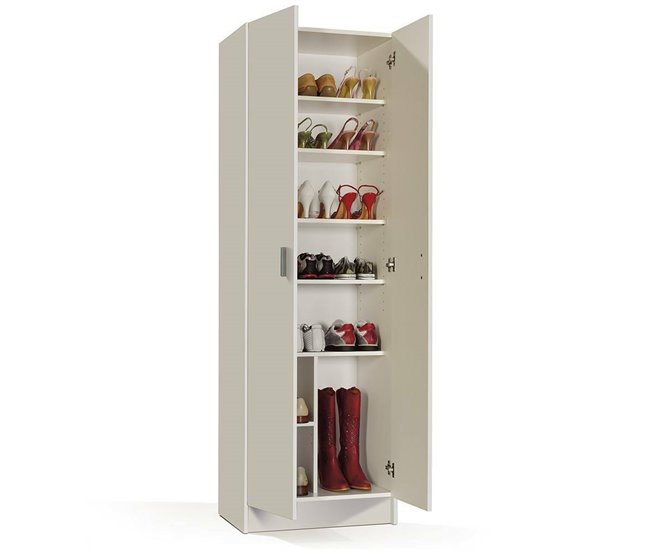 Armario multiusos 2 puertas efecto madera Blanco
