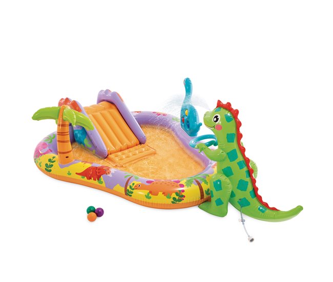 INTEX Centro de juegos acuático hinchable Dino Park con tobogán Multicolor