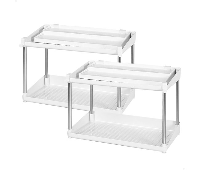 Pack 2 estanterías para especias c/dos alturas Max Home Blanco