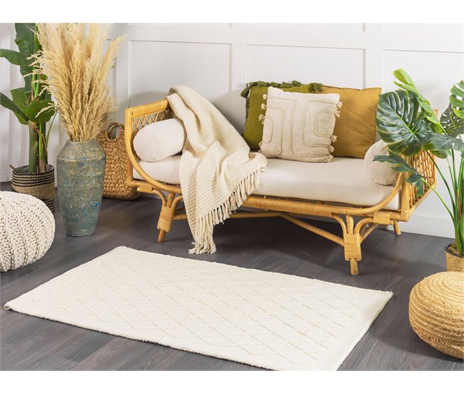 Beliani Alfombra de pelo corto ERZIN 80x150 Blanco/ Beige