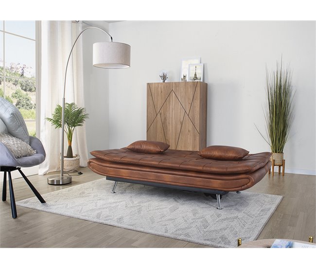 Sofá cama en tela WILLEM Marron