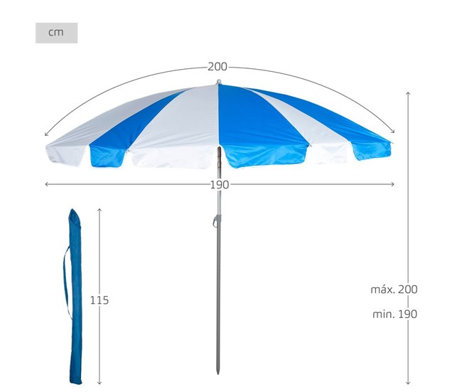Aktive Sombrilla playa grande inclinable twister UV50 c/funda Azul