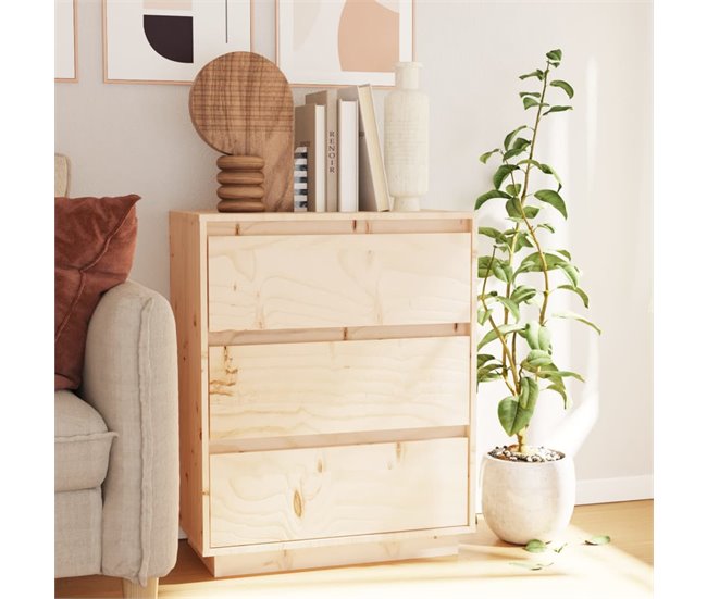 Aparador de madera maciza de pino 60 Blanco