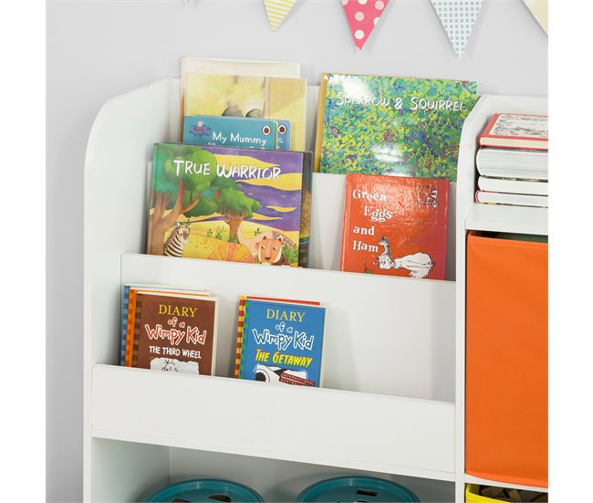 Organizador de Juguetes con 2 Cajas KMB37-W SoBuy Blanco