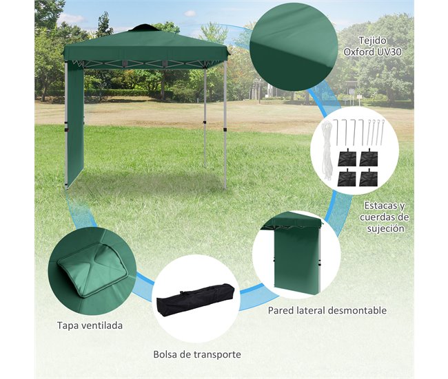 Carpa Plegable Acero, Tela Oxford Verde