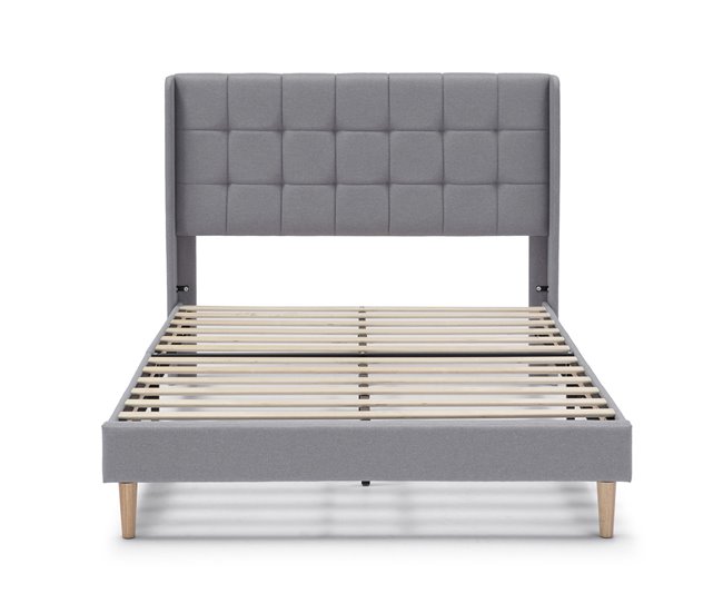 Estructura de Cama tapizada Esther 90x190 Gris Claro