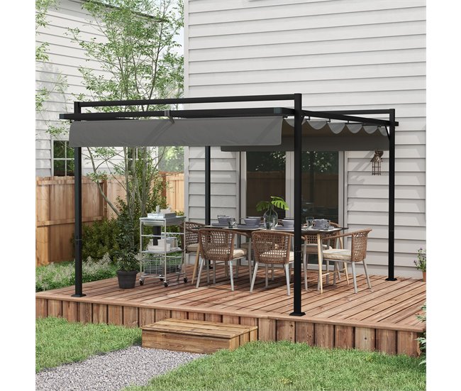 Pérgola Acero, Poliéster Outsunny Gris