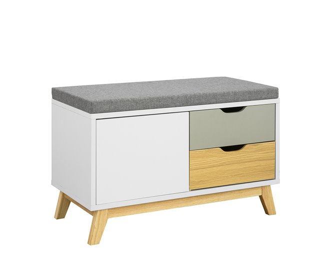 Banco Zapatero con 2 cajones y 1 Puerta FSR92-W SoBuy Blanco
