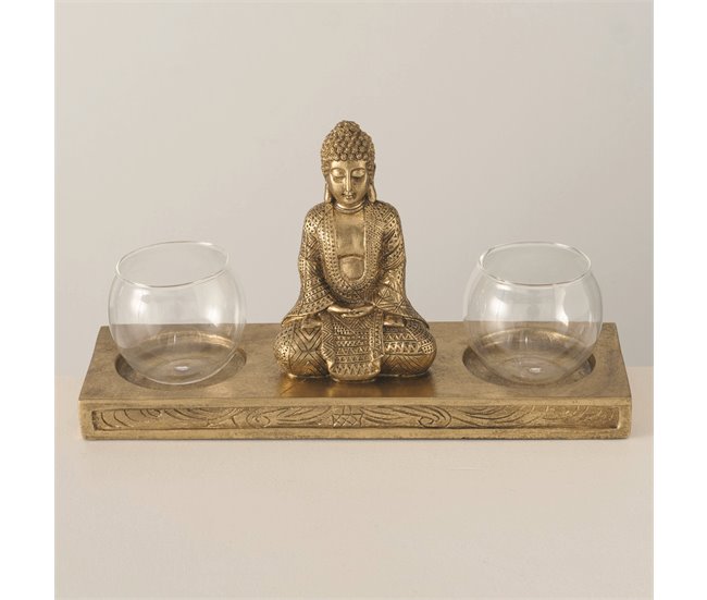 Portavelas dorado BUDA JARVEN 30x16cm Dorado