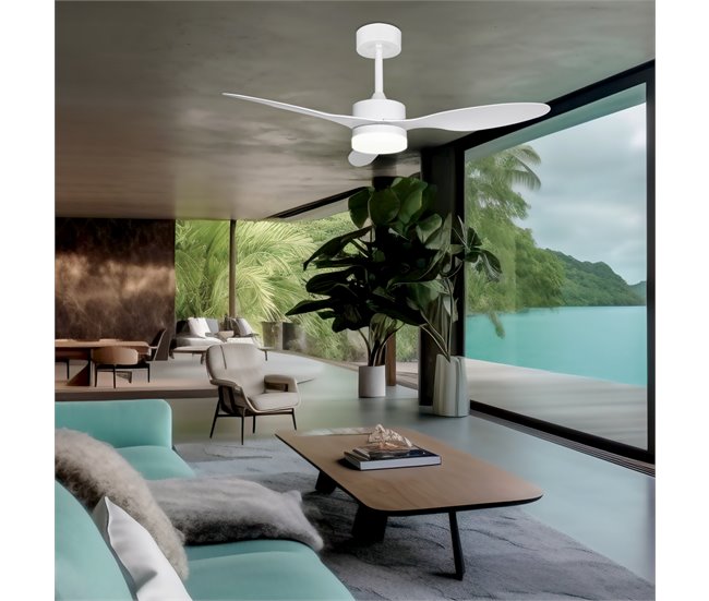 Ventilador de techo VALCANO con aspas y luz led blanco Blanco