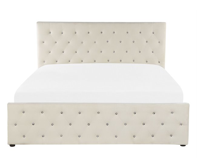 Beliani Cama con somier Terciopelo AMIENS 151x217 Beige