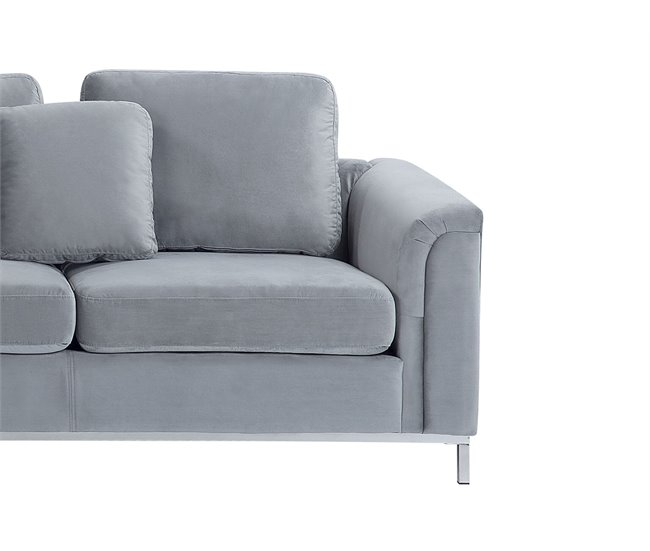 Beliani Sofá esquinero Terciopelo OSLO Gris