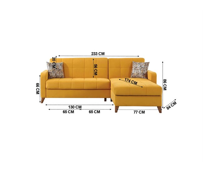 Chaise longue con cama LIKA reversible 4 plazas amarillo Amarillo