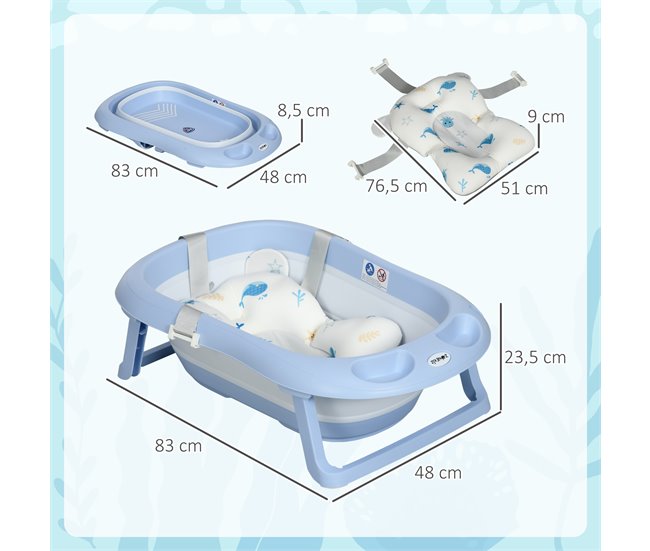 Bañera para Bebé PP, TPE, Espuma, Poliéster ZONEKIZ Azul