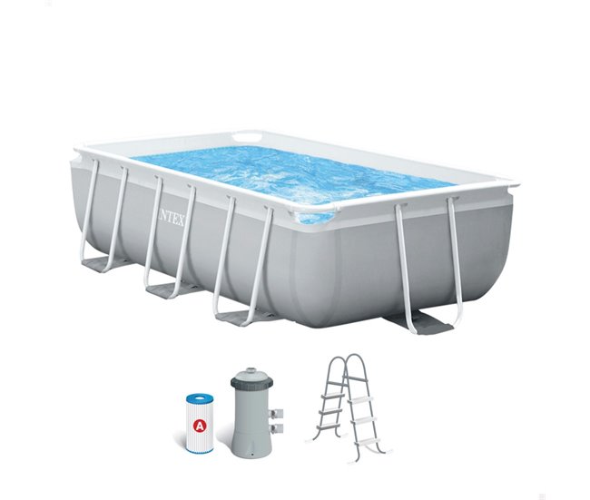 Piscina rectangular prism frame intex 300x175x80 cm con depuradora Gris