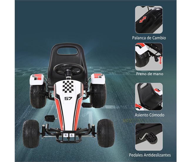 Go Kart a Pedales Infantil Metal y Plástico HOMCOM Multicolor