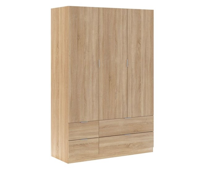 Armario LCX 135 3 puertas y 4 cajones Roble