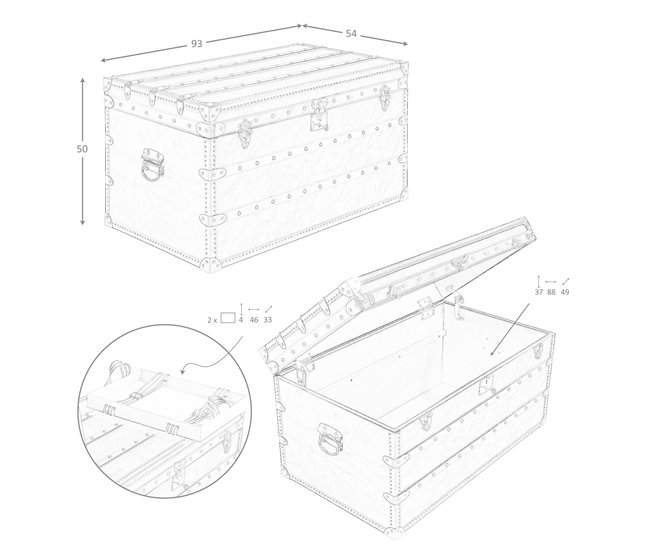 ANGEL CERDA Baúl piel 93 Negro/ Dorado