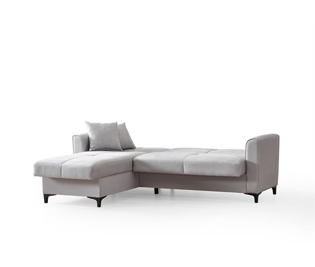 Chaise longue con cama TIAGO reversible 3 plazas gris claro Gris Claro
