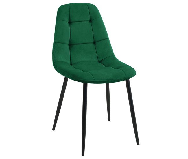 2x Silla tapizada capitoné de terciopelo SJ.1 Verde Oscuro