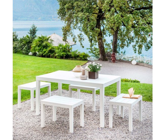 Banqueta de exterior Nailu 39x60 Blanco