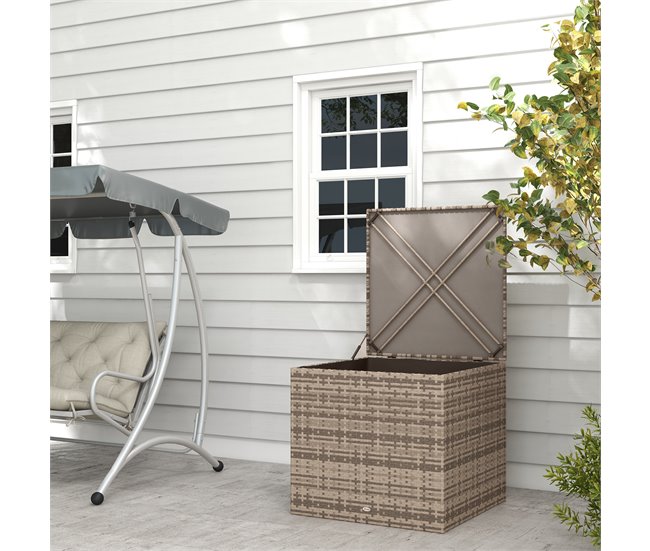 Baúl de Exterior Acero, PE Outsunny Marron