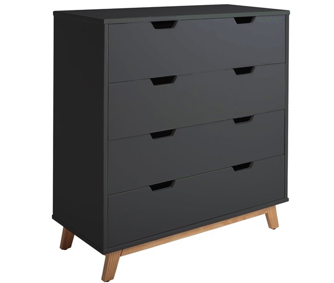Cómoda de Noche Miranda de 4 cajones 80 Antracita