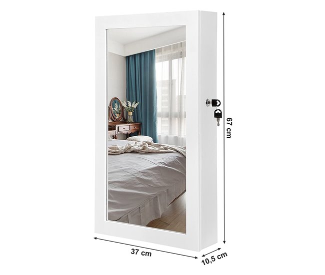 Armario de joyas de pared Blanco