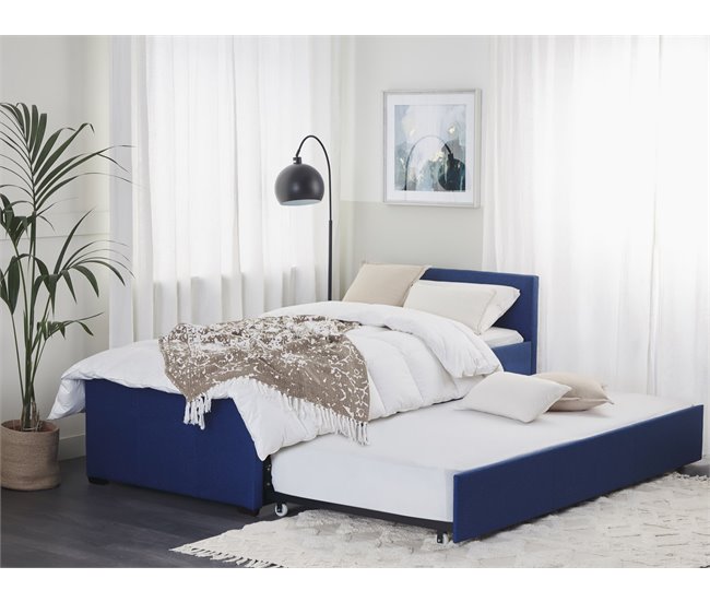 Beliani Cama nido Poliéster MARMANDE 96x214 Azul Marino