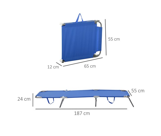 Tumbona Plegable Metal, Tela Oxford Outsunny Azul