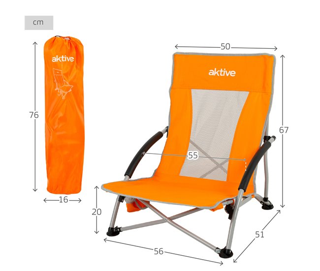 Aktive Pack 4 sillas plegables playa Naranja