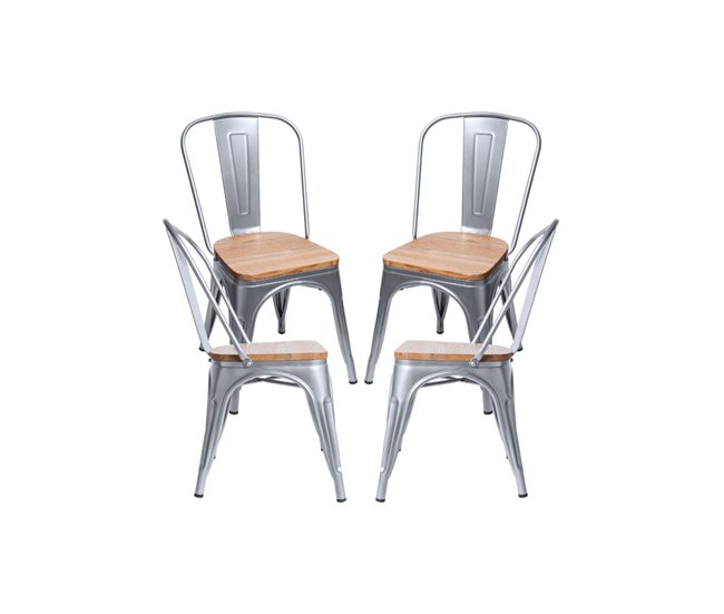 Pack 4 Sillas Torix Madera Natural Gris