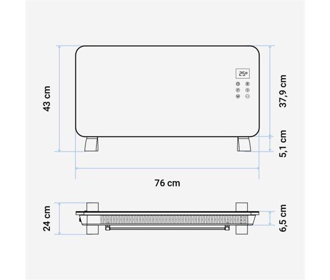 B Panel Calefactor de Cristal W con WiFi | UNIVERSALBLUE Blanco