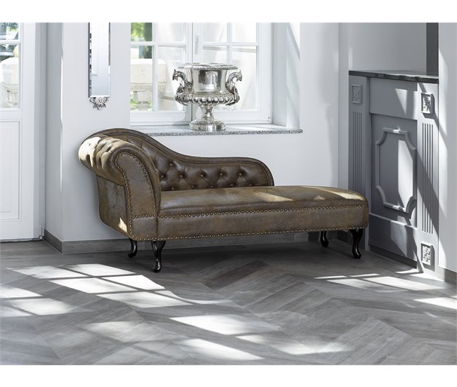 Beliani Chaise longue izquierdo Gamuza sintética NIMES Gris Oscuro