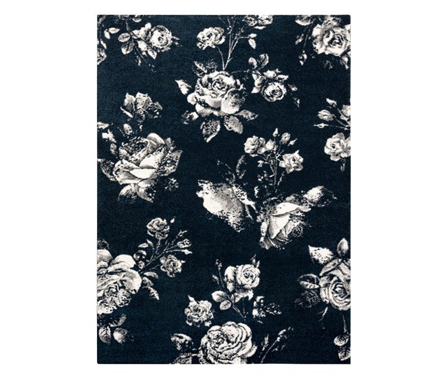 Alfombra GNAB Flores rosas 140x200 Azul Marino
