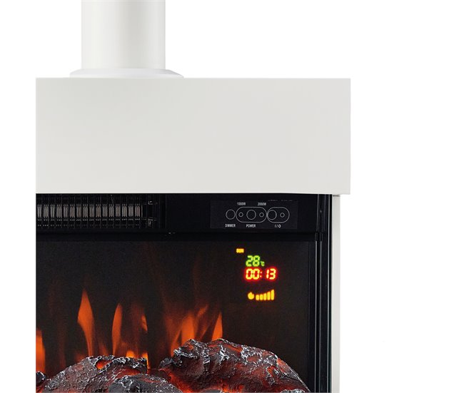 KAMINIO Eléctrica Chimenea HENRI con Tubo de Chimenea Blanco