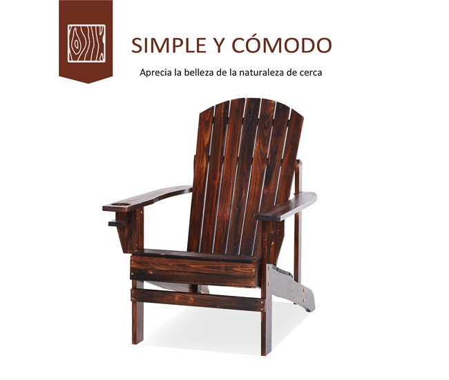 Adirondack Silla para Jardín Madera de Abeto Outsunny Marron