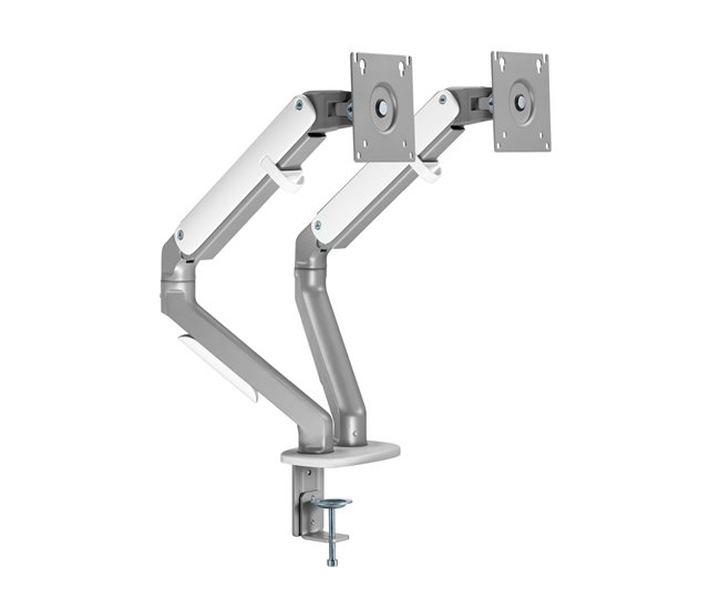 Brazos para monitor doble  Selbu de escritorio Blanco/ Plateado