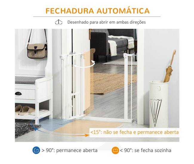 Barrera de Seguridad de Perros Acero y Plástico PawHut Blanco