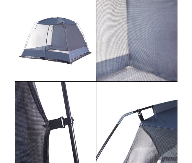 Carpa de jardín Beekdaelen poliéster [pro.tec] 305x305 Gris