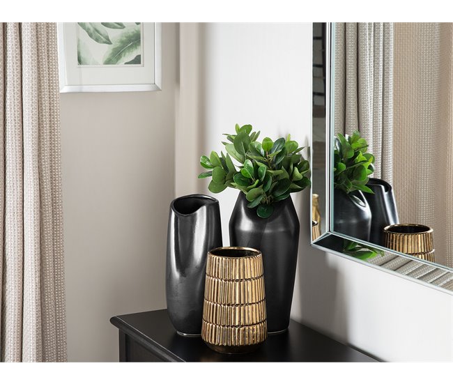 Beliani Jarrón decorativo APAMEA Negro