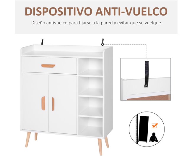Aparador Tablero de partículas HOMCOM, hogar - muebles de comedor 80 Blanco
