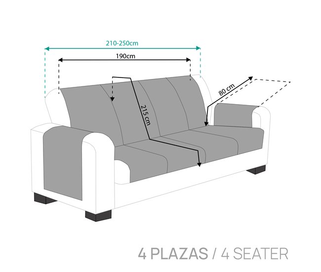 Protector Cubre Sofá Liso Royale 4 Plazas Gris Claro