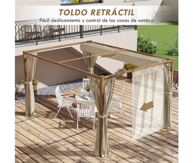 Pérgola de Jardín Aluminio, Poliéster Outsunny Marron