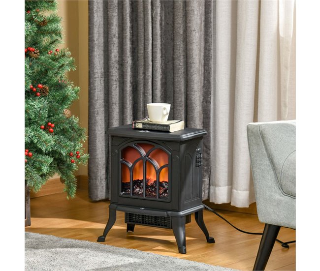 Chimenea Eléctrica Metal, Plástico HOMCOM, hogar - climatización Negro