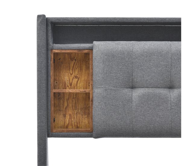 Cama de matrimonio de madera maciza 169x215 Gris