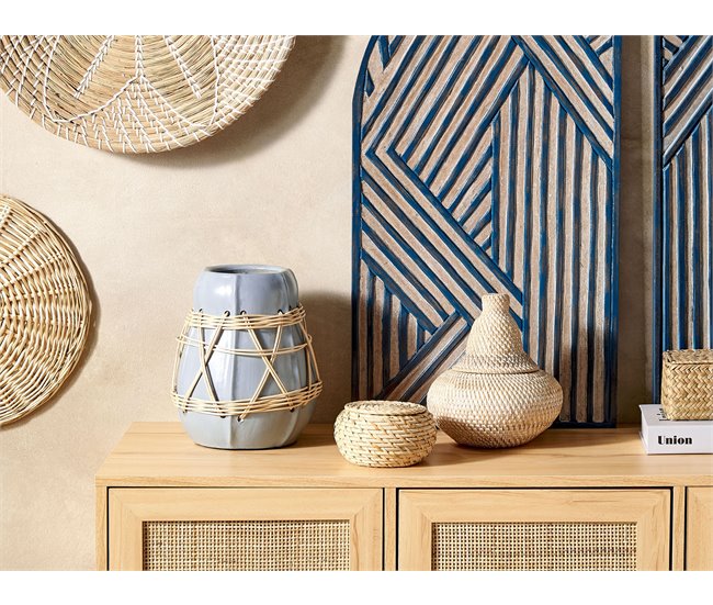 Beliani Jarrón decorativo KAMERING Azul Claro